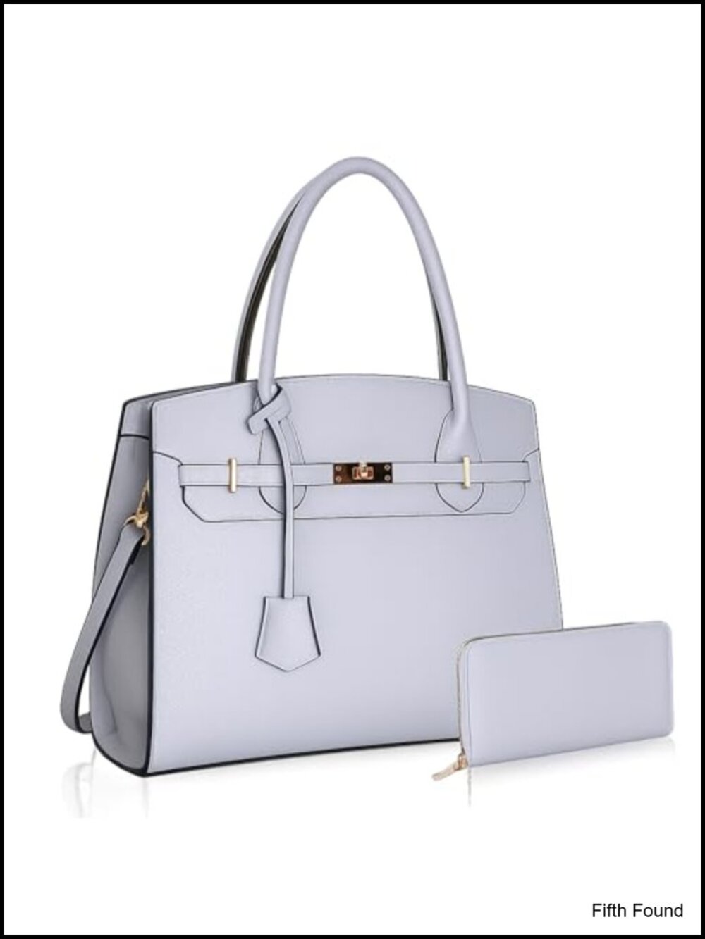 Vegan Leather Satchel Top Handle Handbag 2-Piece Set with Wallet